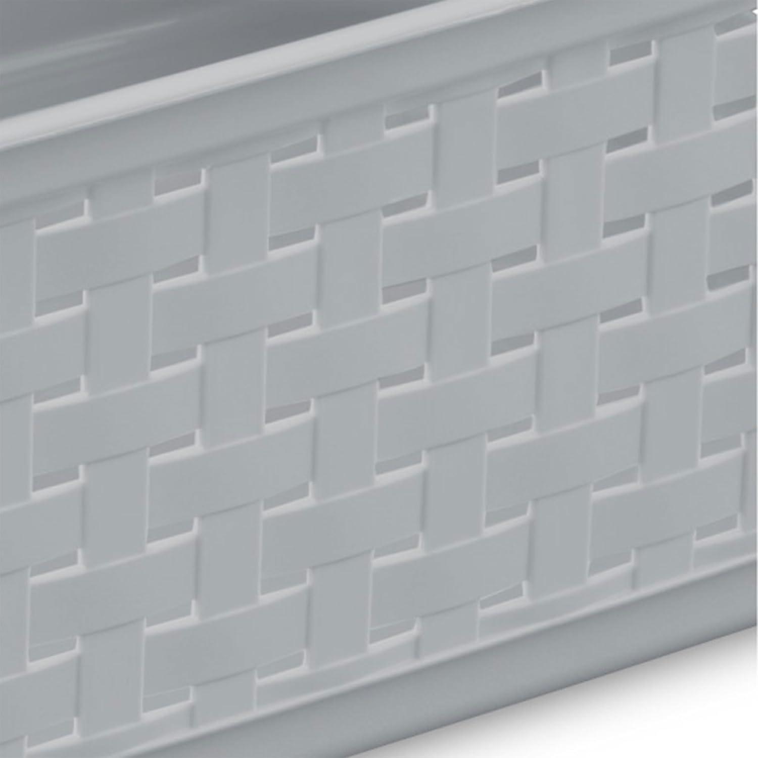 imageSterilite Short Plastic Weave Storage Basket Bin Organization for Countertops Tabletops and Shelves for Crafts Jewelry Gray 6PackCement