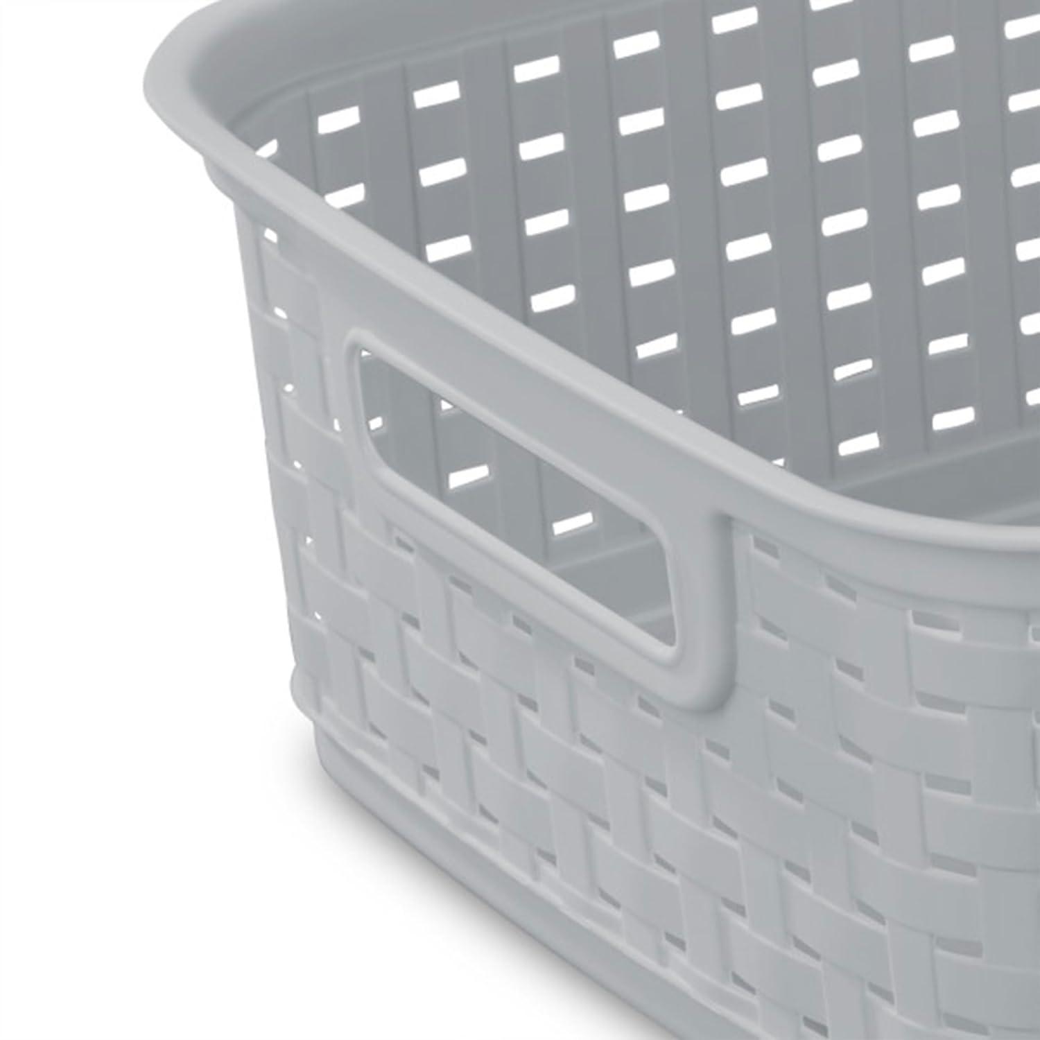 imageSterilite Short Plastic Weave Storage Basket Bin Organization for Countertops Tabletops and Shelves for Crafts Jewelry Gray 6PackCement