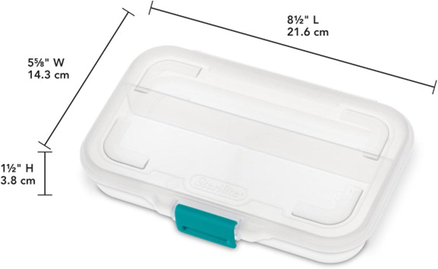 imageSterilite Small Divided Pencil Box Stackable Plastic Small Storage Container with Latching Lid Organize Pens and Small Items Clear Case 12 Pack12 Pack