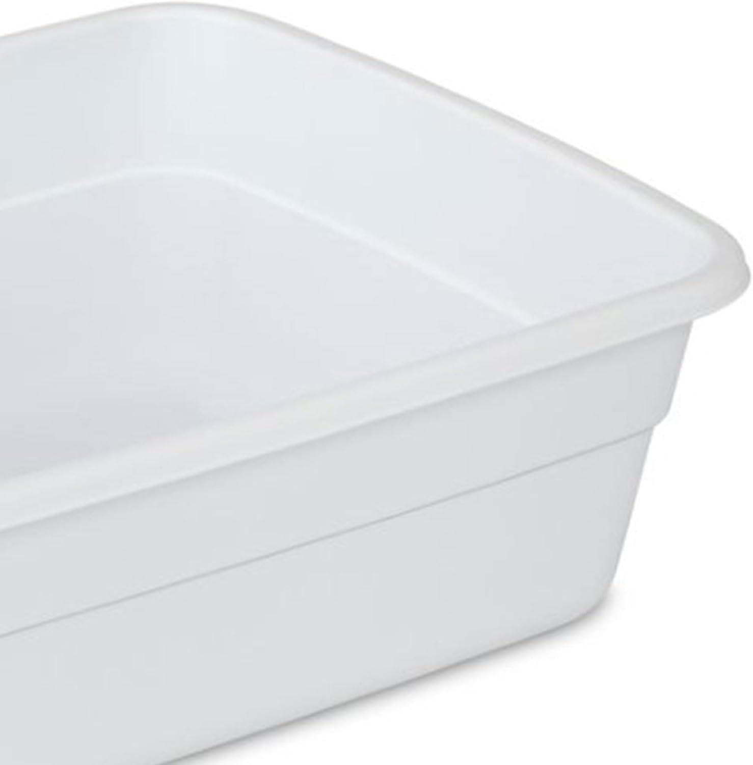 imageSterilite Small Portable Rectangle Plastic Heavy Duty Reinforced Plastic 8 Qt Kitchen Dish Pan Basin Container for Dishware amp Laundry White 12 Pack