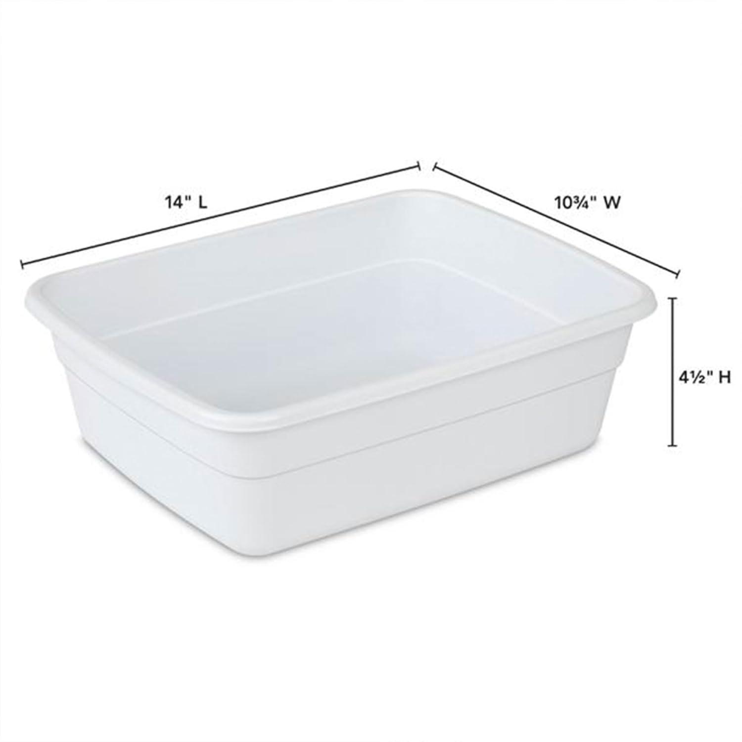 imageSterilite Small Portable Rectangle Plastic Heavy Duty Reinforced Plastic 8 Qt Kitchen Dish Pan Basin Container for Dishware amp Laundry White 36 Pack