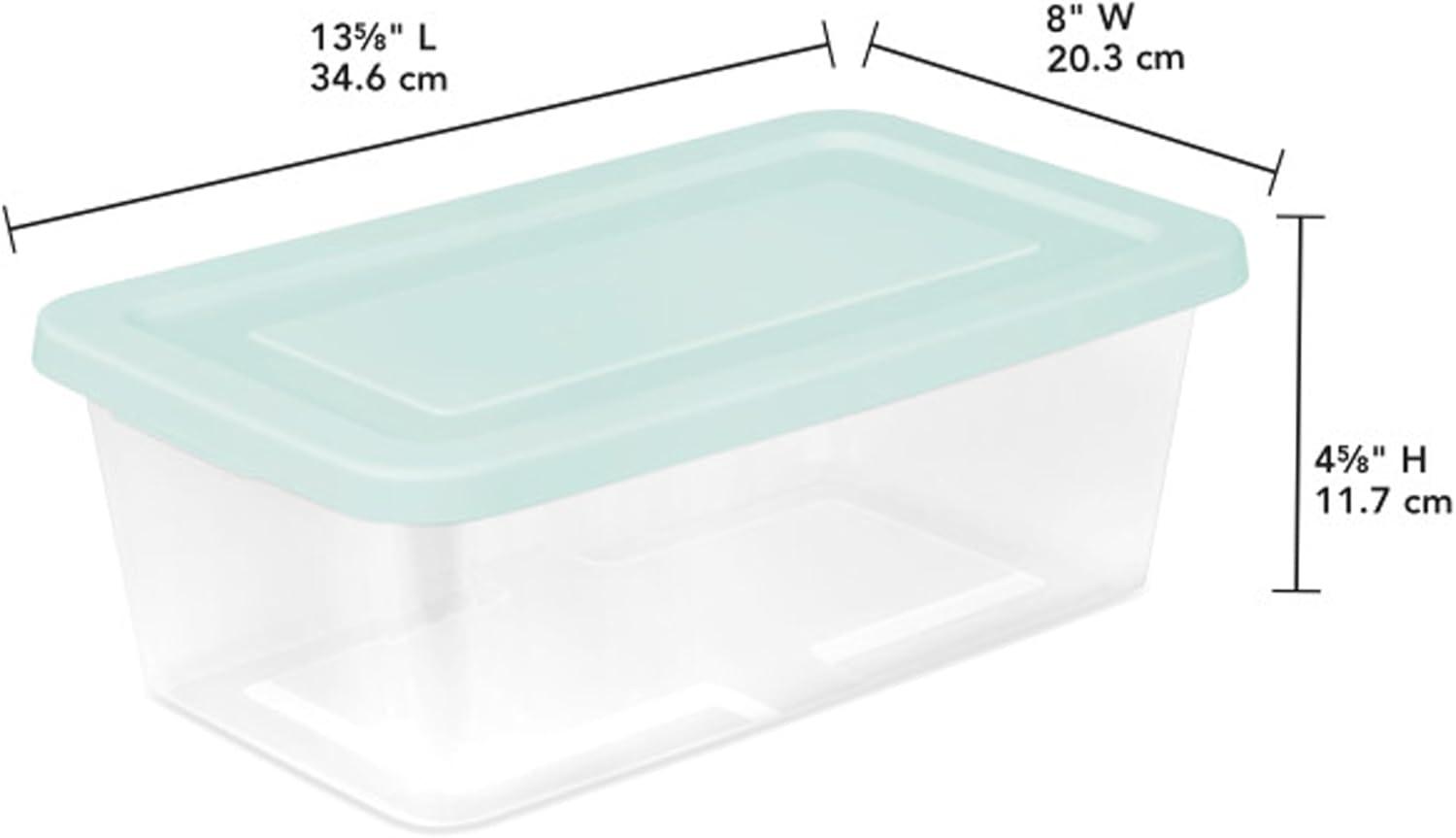 imageSterilite Stackable 6 Quart Clear Home Storage Box with Handles and Blue Lid for Efficient Space Saving Household Storage and Organization 30 PackMindful Mint