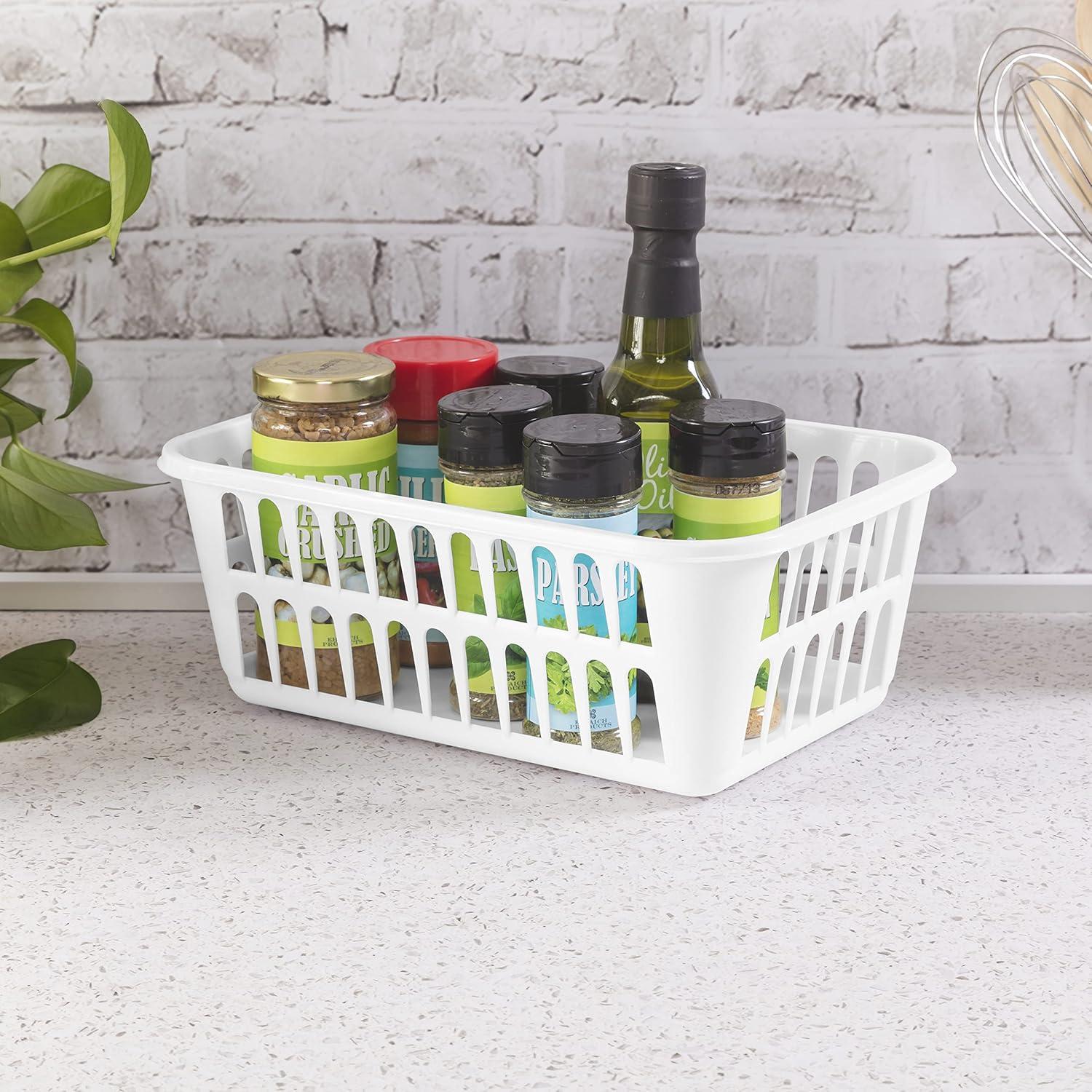 imageSterilite Storage Basket Plastic Basket to Organize Closets Shelves or Countertops in the Kitchen or Bathroom White 48Pack