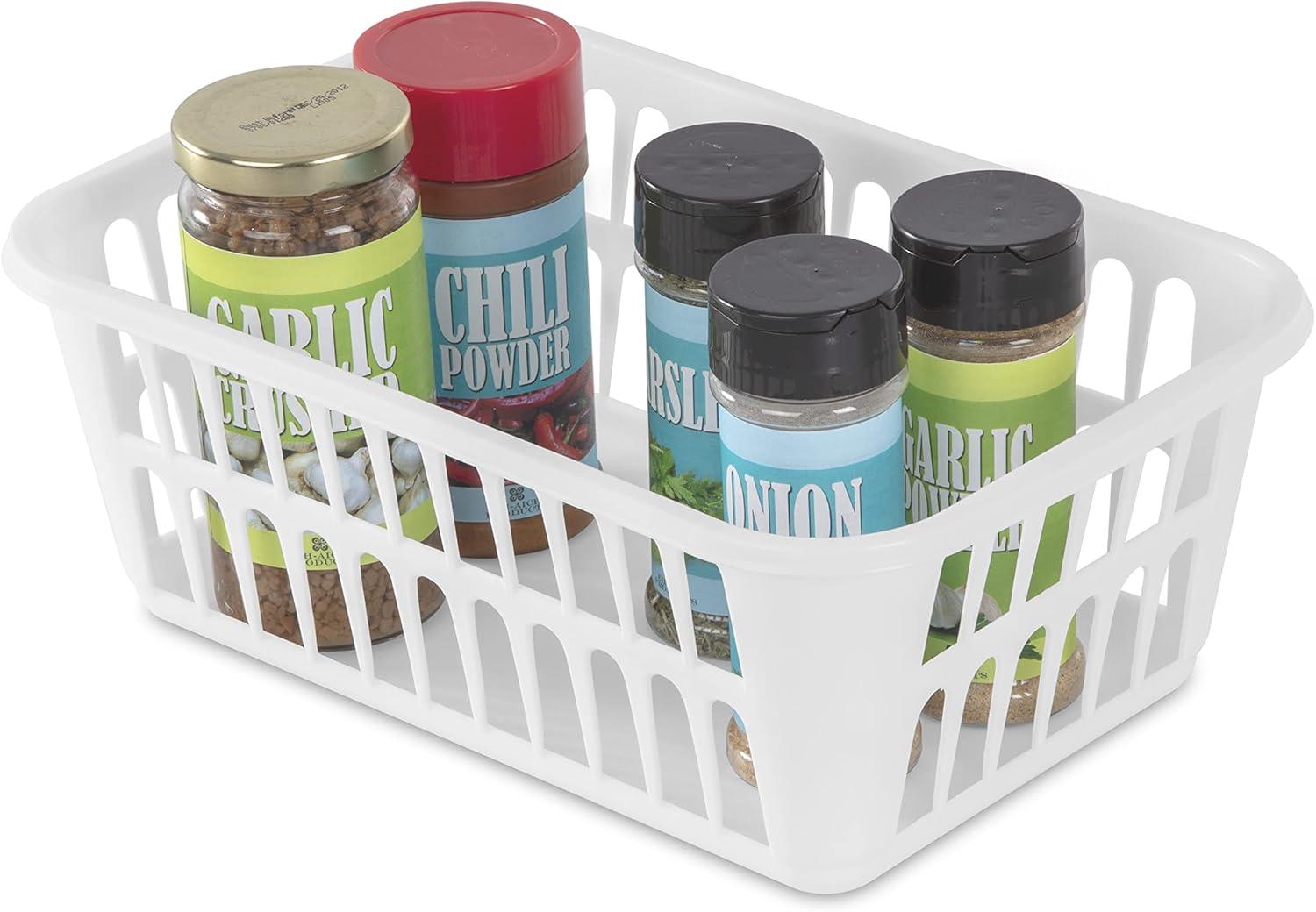imageSterilite Storage Basket Plastic Basket to Organize Closets Shelves or Countertops in the Kitchen or Bathroom White 48Pack