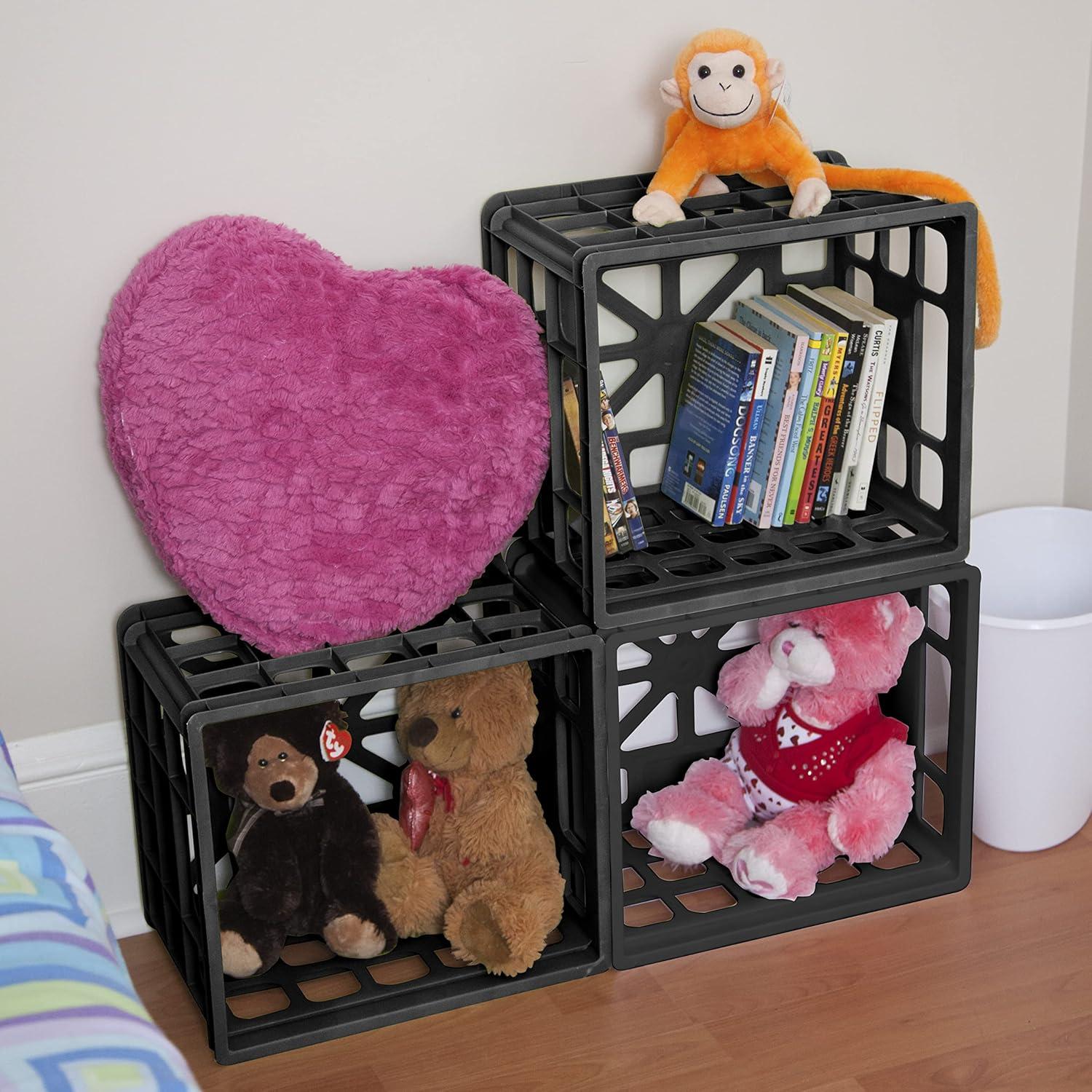 imageSterilite Storage Crate Stackable Plastic Bin Open Basket with Handles Organize Home Garage Office School White 6PackBlack