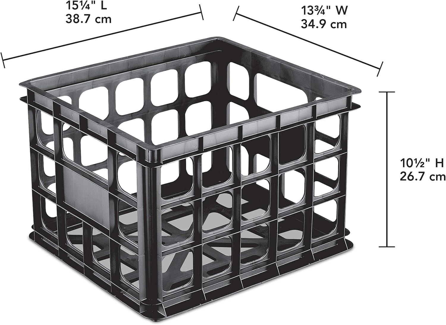 imageSterilite Storage Crate Stackable Plastic Bin Open Basket with Handles Organize Home Garage Office School White 6PackBlack
