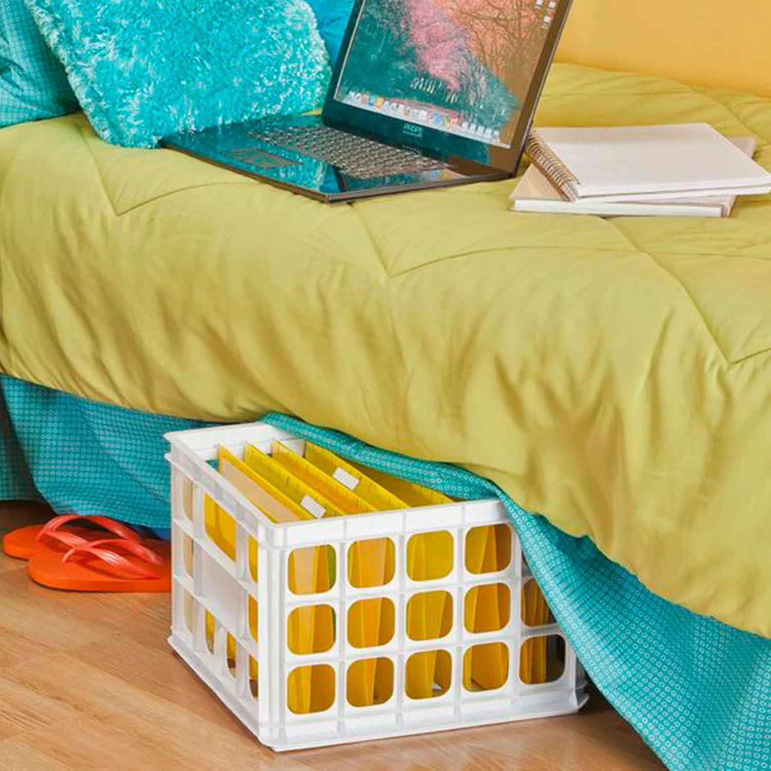 imageSterilite Storage Crate Stackable Plastic Bin Open Basket with Handles Organize Home Garage Office School White 6PackWhite