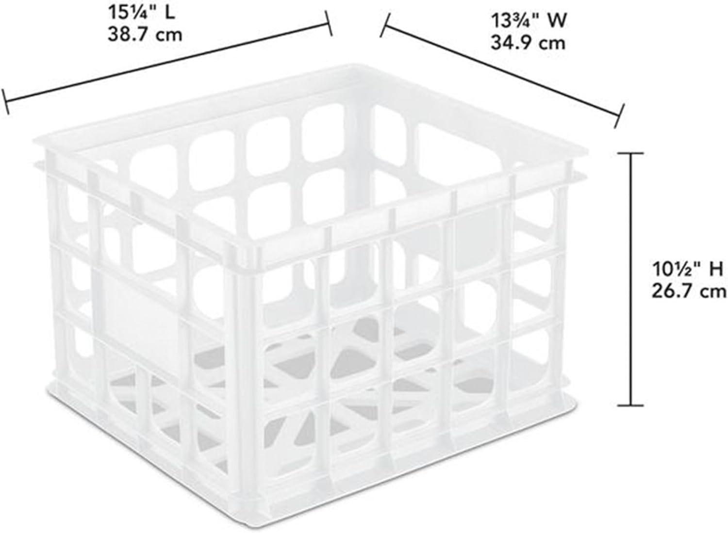 imageSterilite Storage Crate Stackable Plastic Bin Open Basket with Handles Organize Home Garage Office School White 6PackWhite