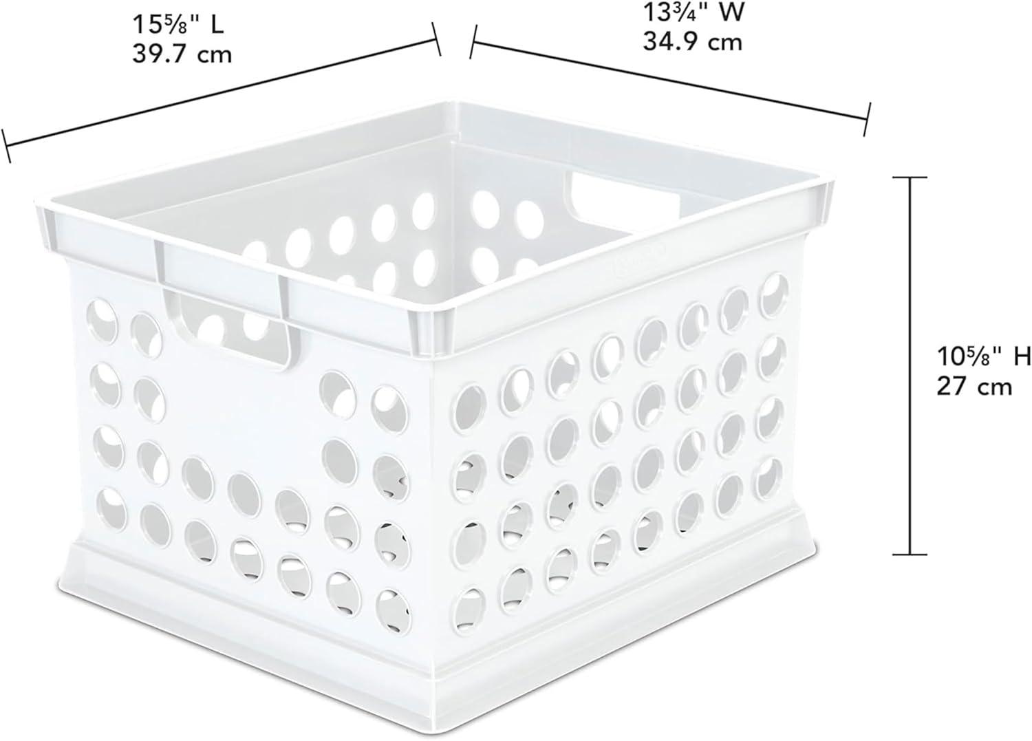 imageSterilite Storage Crate Stackable Plastic Storage Bin with Handles Organize Files at Home Garage Office School White 6Pack