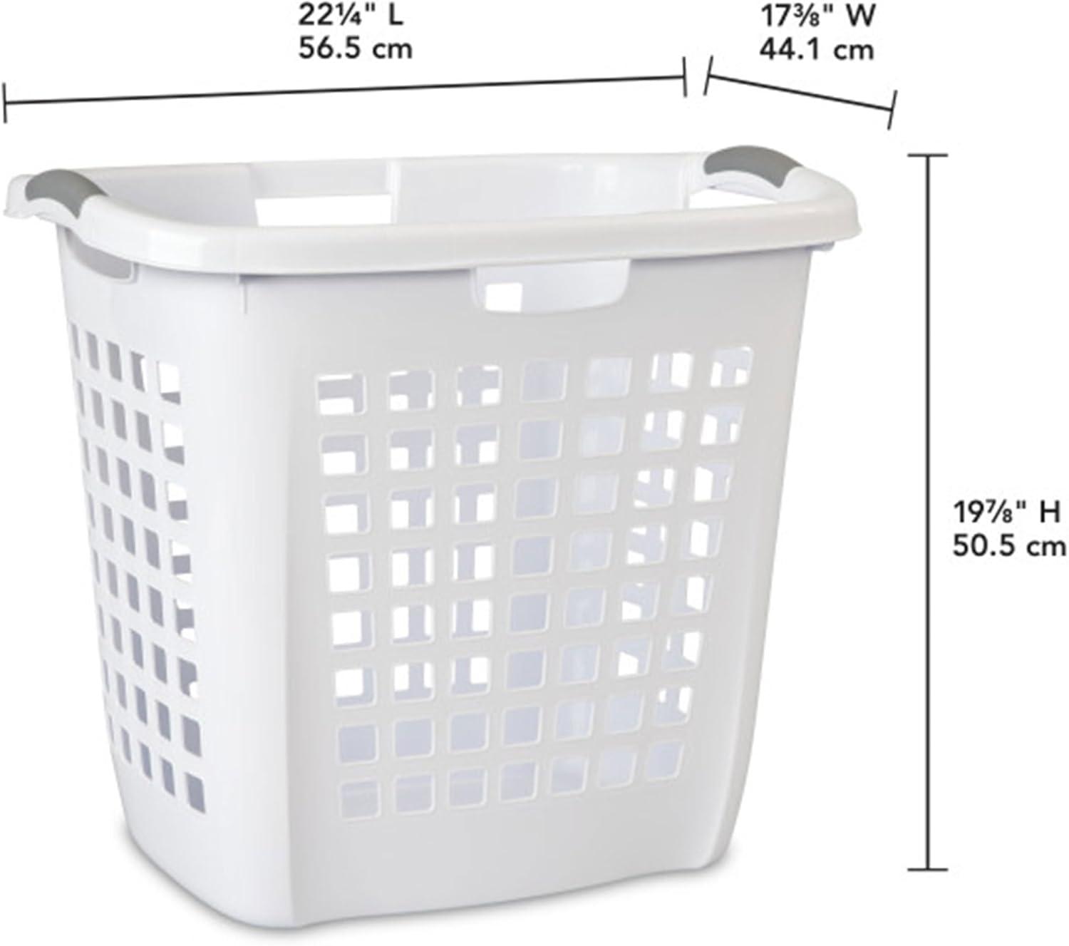 imageSterilite Ultra Easy Carry Laundry Hamper Comfort Handles to Easily Carry Clothes Between the Bedroom and Laundry Room Plastic White 4PackWhite
