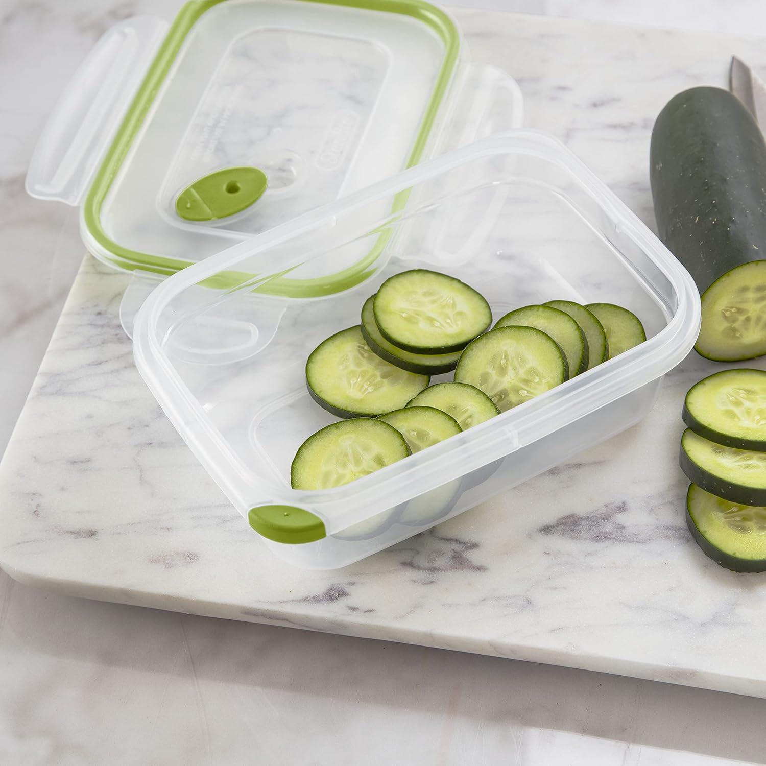 imageSterilite UltraSeal 31 Cup Rectangle Airtight Food Storage Container Latching Lid Microwave and Dishwasher Safe Clear With Green Gasket 6Pack6 Pack