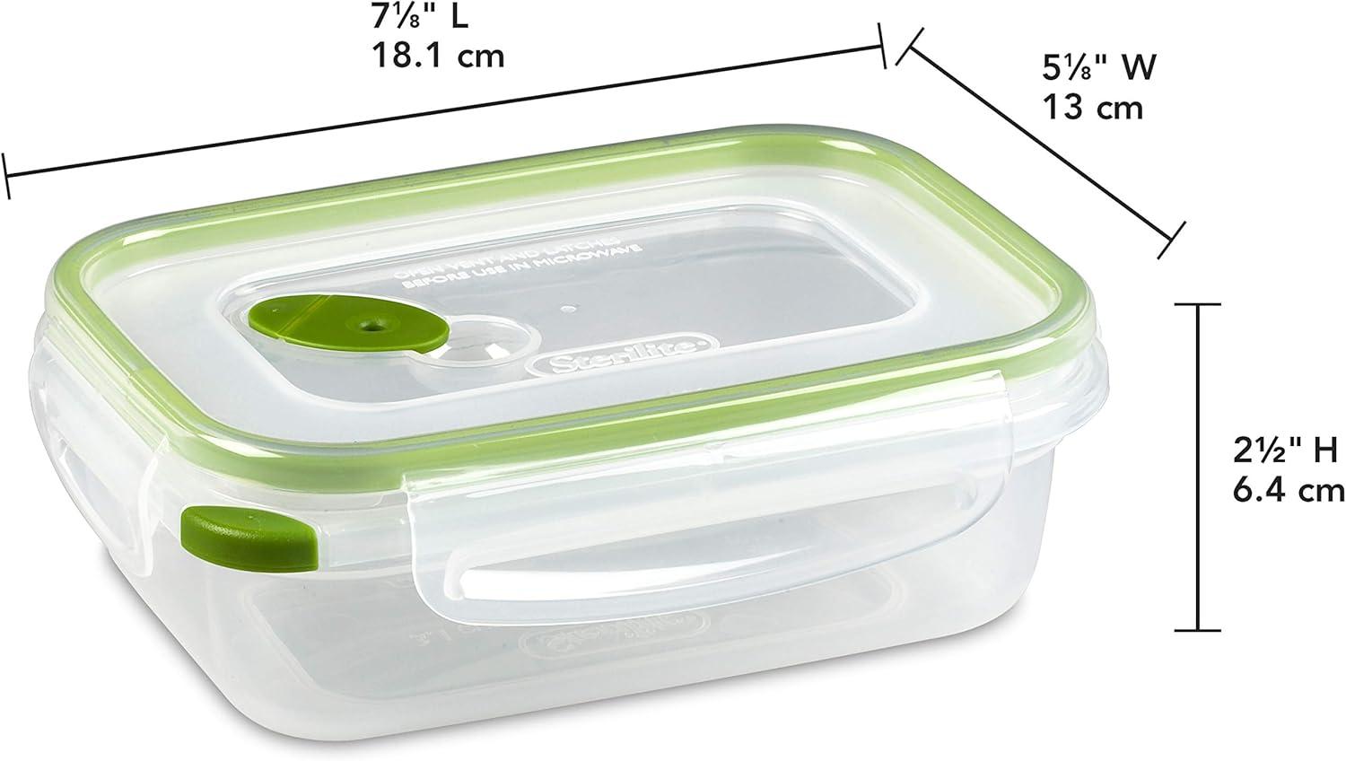 imageSterilite UltraSeal 31 Cup Rectangle Airtight Food Storage Container Latching Lid Microwave and Dishwasher Safe Clear With Green Gasket 6Pack6 Pack