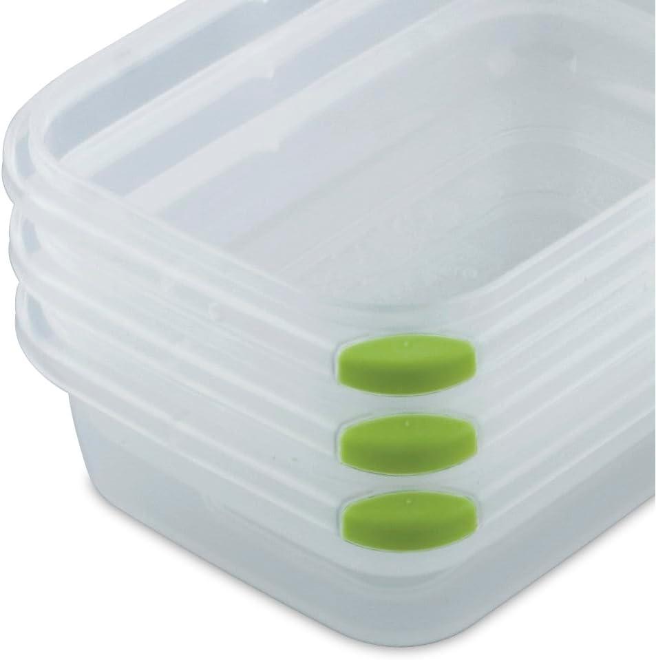 imageSterilite UltraSeal 31 Cup Rectangle Airtight Food Storage Container Latching Lid Microwave and Dishwasher Safe Clear With Green Gasket 6Pack6 Pack