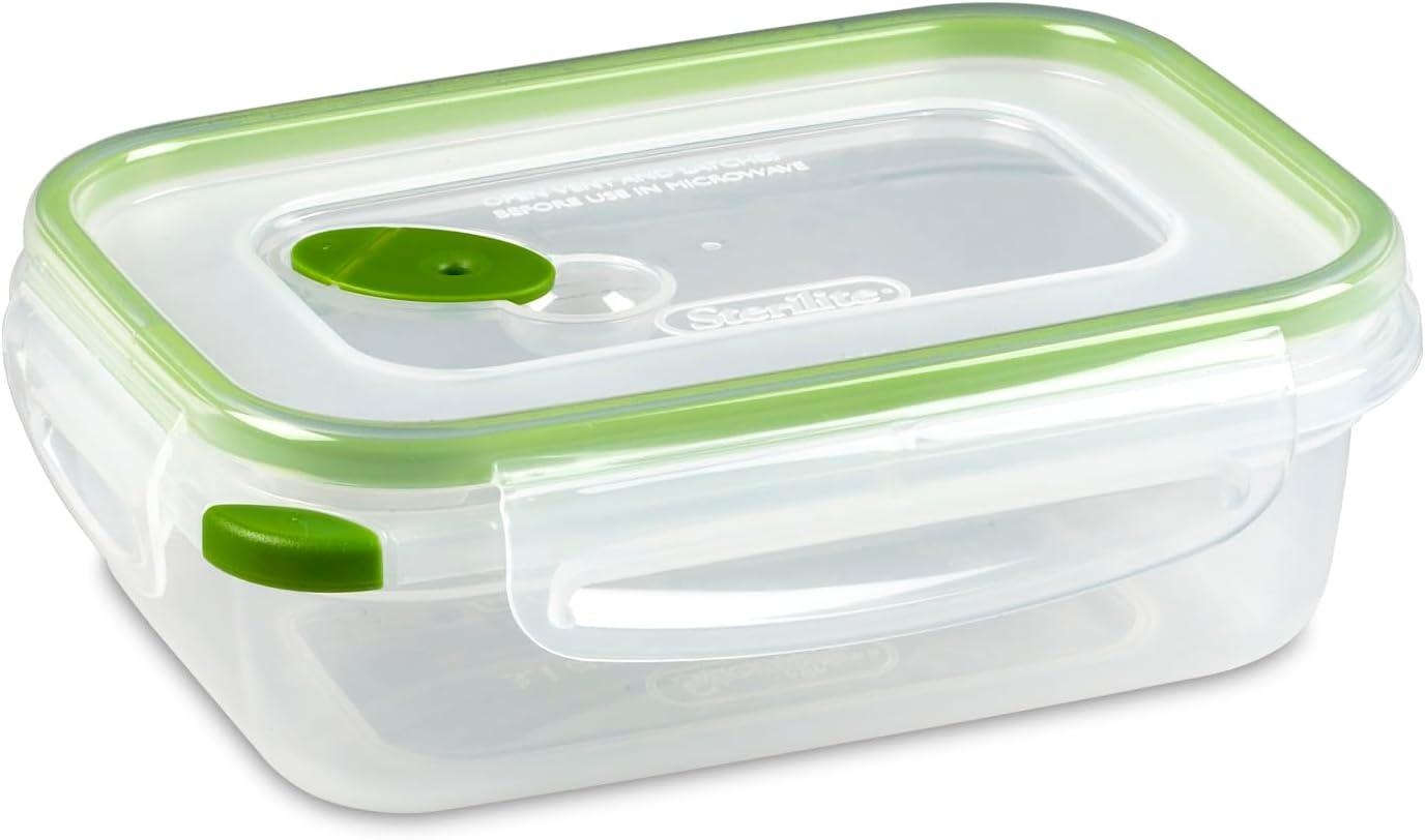imageSterilite UltraSeal 31 Cup Rectangle Airtight Food Storage Container Latching Lid Microwave and Dishwasher Safe Clear With Green Gasket 6Pack6 Pack