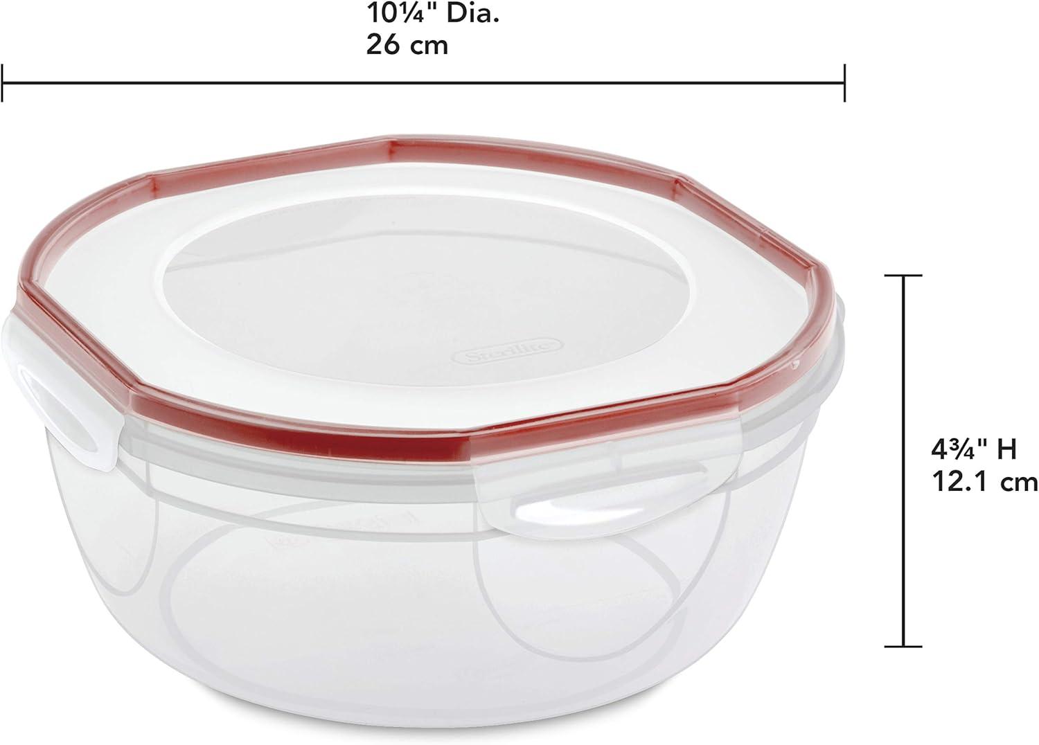imageSterilite UltraSeal 47 Qt Bowl Large Airtight Food Storage Container Latching Lid Microwave and Dishwasher Safe Clear With Red Gasket 4Pack47 Qt 4Pack