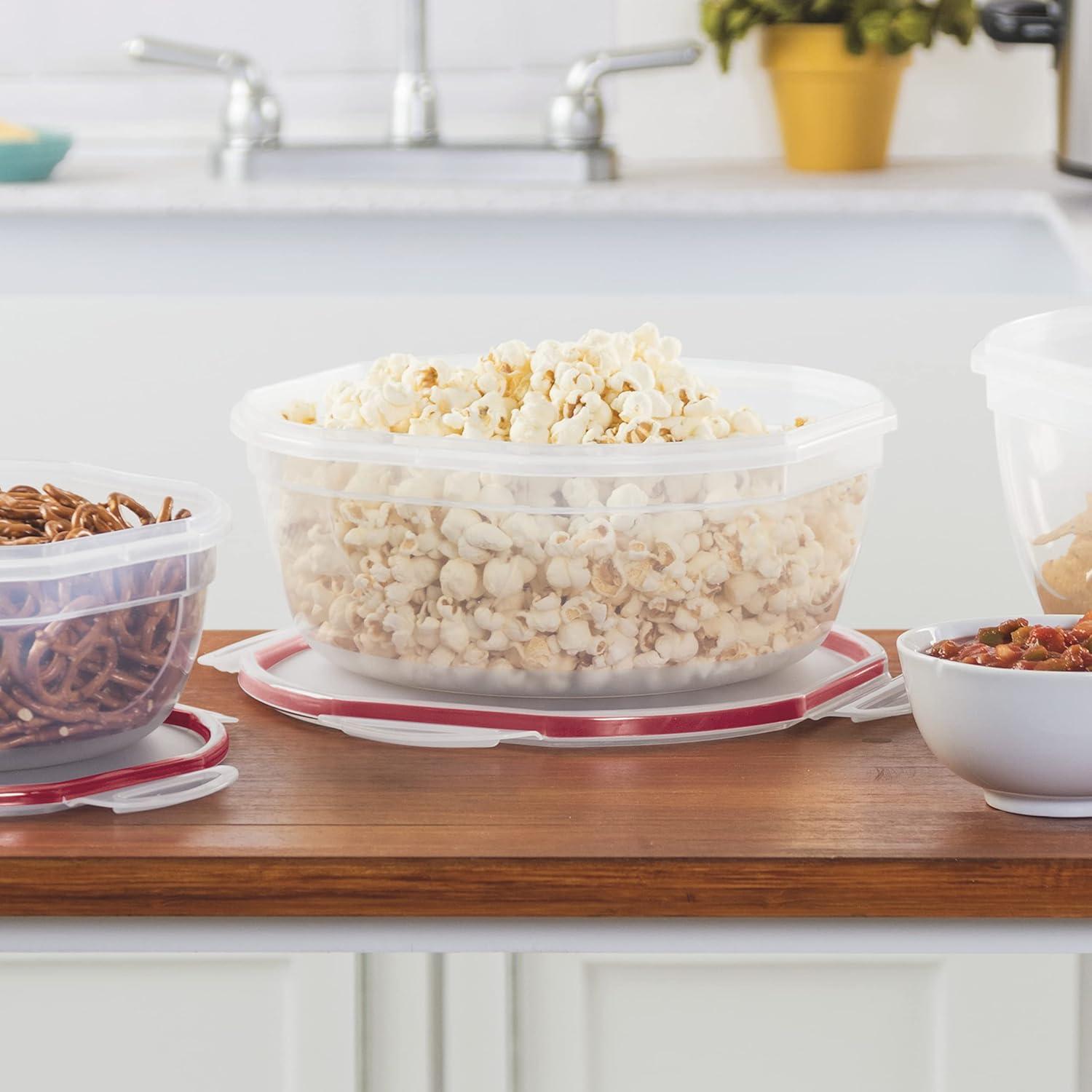 imageSterilite UltraSeal 47 Qt Bowl Large Airtight Food Storage Container Latching Lid Microwave and Dishwasher Safe Clear With Red Gasket 4Pack47 Qt 4Pack