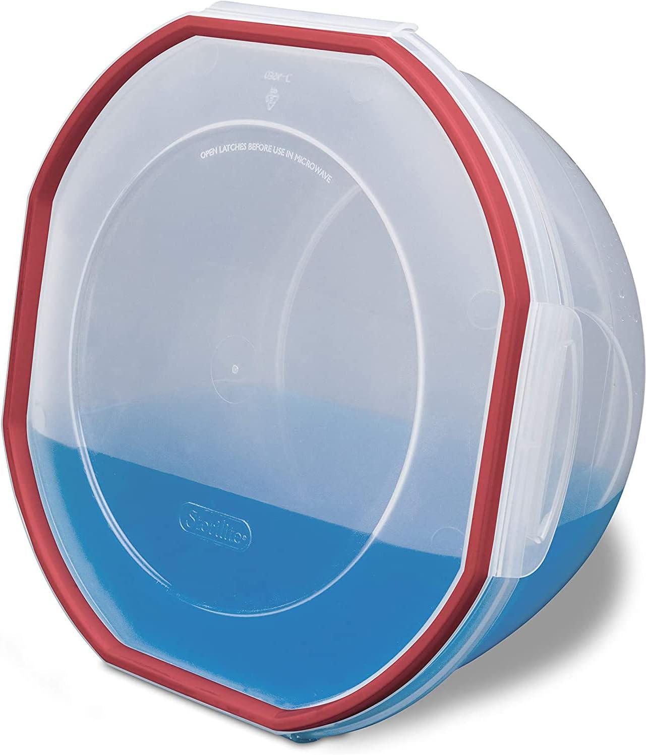 imageSterilite UltraSeal 81 Qt Bowl Large Airtight Food Storage Container Latching Lid Microwave and Dishwasher Safe Clear With Red Gasket 2Pack25 Quart