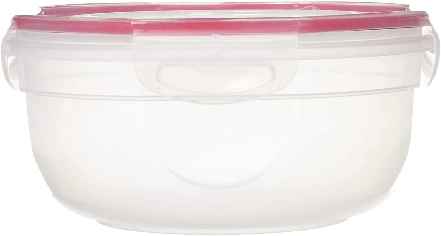 imageSterilite UltraSeal 81 Qt Bowl Large Airtight Food Storage Container Latching Lid Microwave and Dishwasher Safe Clear With Red Gasket 2Pack25 Quart