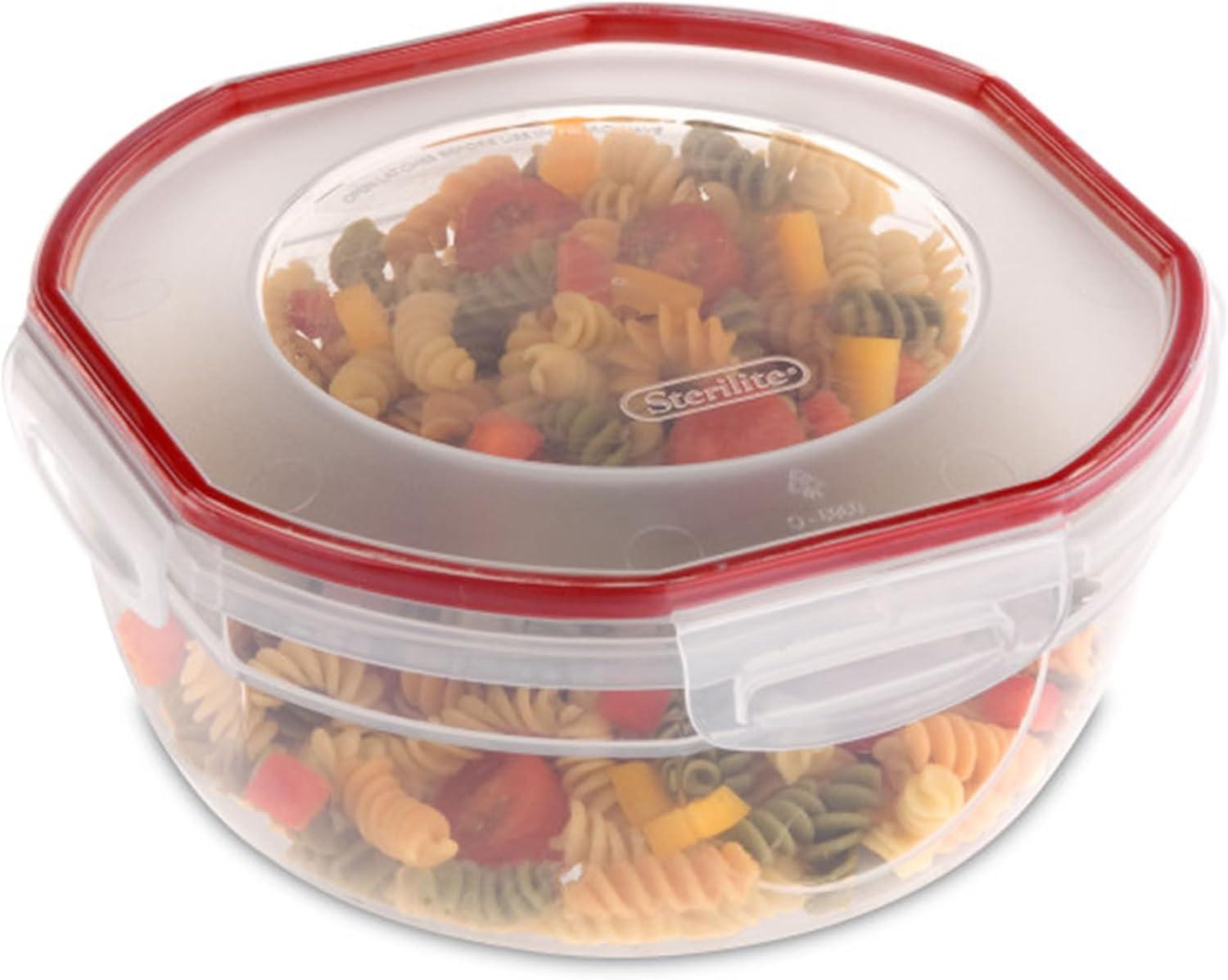 imageSterilite UltraSeal 81 Qt Bowl Large Airtight Food Storage Container Latching Lid Microwave and Dishwasher Safe Clear With Red Gasket 2Pack25 Quart