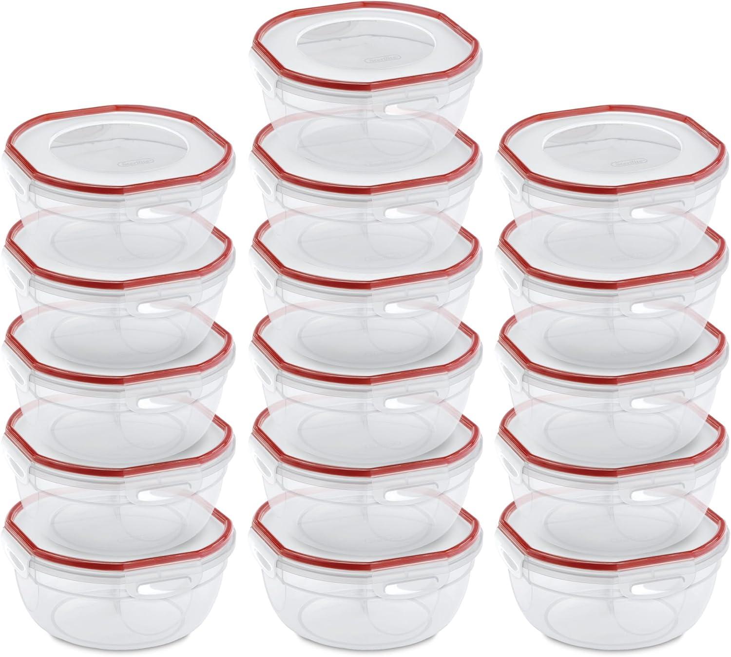 imageSterilite UltraSeal 81 Qt Bowl Large Airtight Food Storage Container Latching Lid Microwave and Dishwasher Safe Clear With Red Gasket 2Pack25 Quart