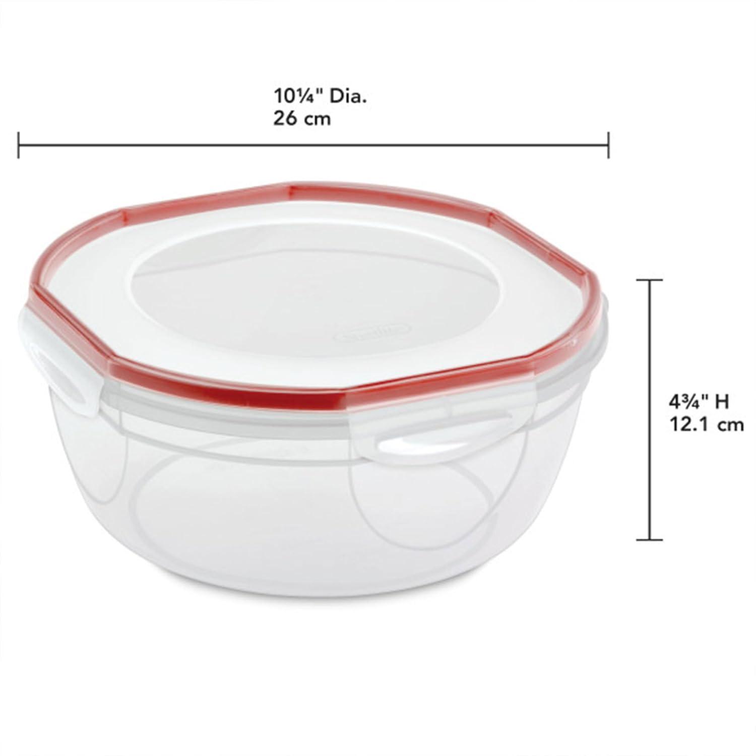 imageSterilite UltraSeal 81 Qt Bowl Large Airtight Food Storage Container Latching Lid Microwave and Dishwasher Safe Clear With Red Gasket 2Pack47 Quart