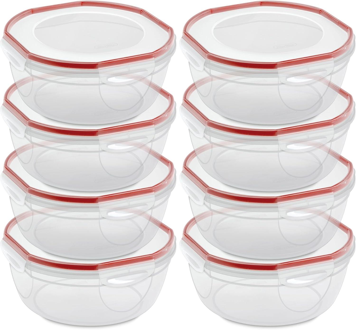 imageSterilite UltraSeal 81 Qt Bowl Large Airtight Food Storage Container Latching Lid Microwave and Dishwasher Safe Clear With Red Gasket 2Pack47 Quart