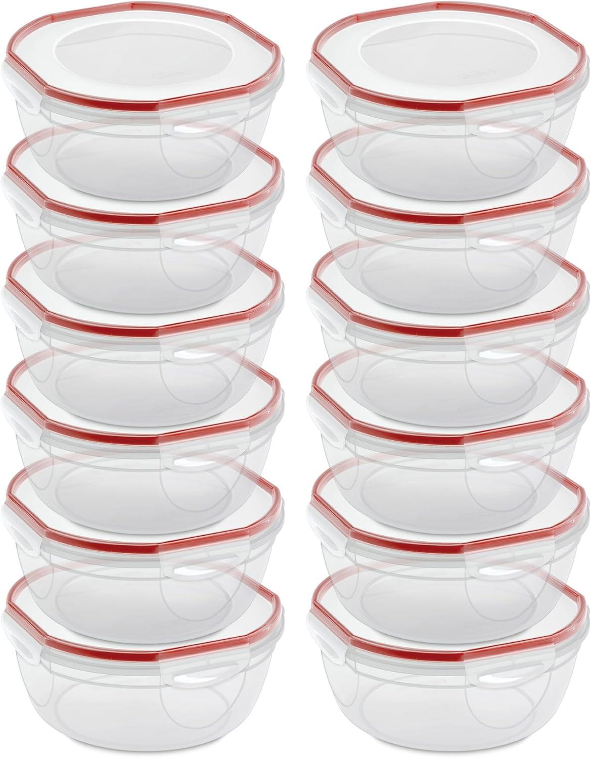 imageSterilite UltraSeal 81 Qt Bowl Large Airtight Food Storage Container Latching Lid Microwave and Dishwasher Safe Clear With Red Gasket 2Pack47 Quart