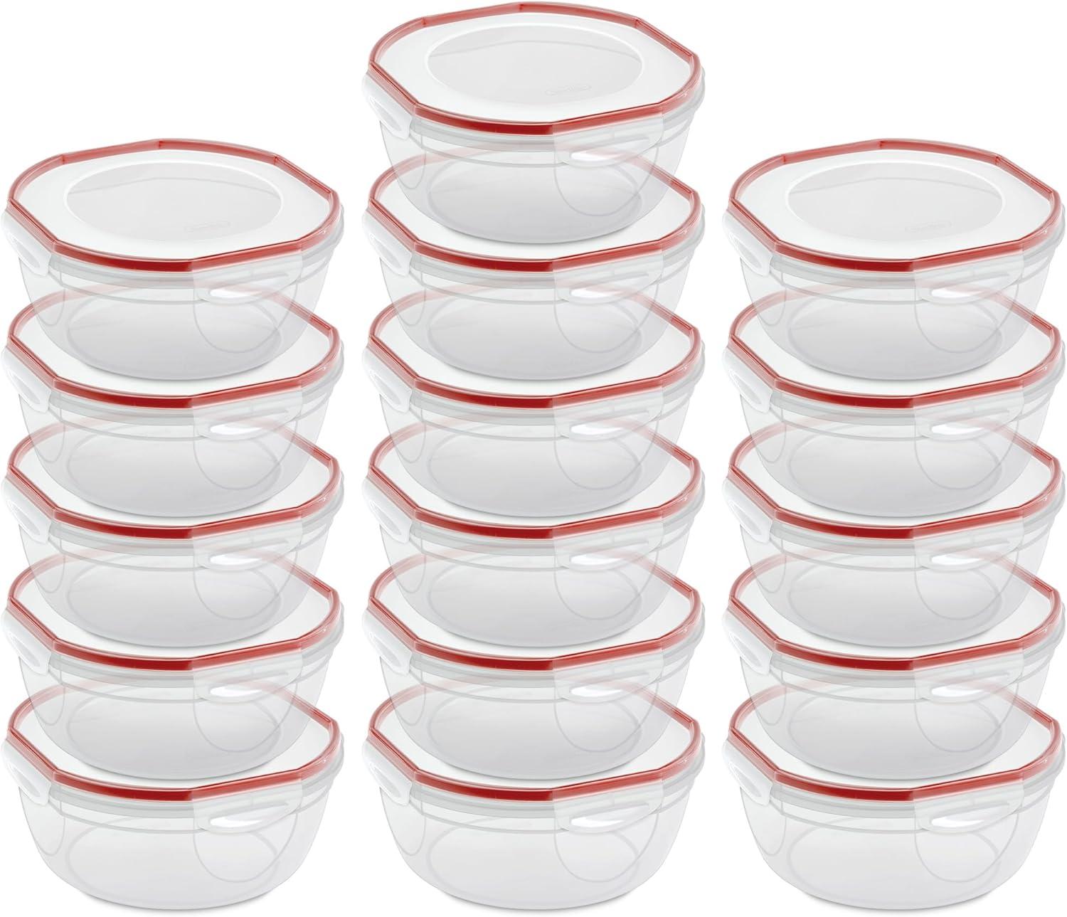 imageSterilite UltraSeal 81 Qt Bowl Large Airtight Food Storage Container Latching Lid Microwave and Dishwasher Safe Clear With Red Gasket 2Pack47 Quart