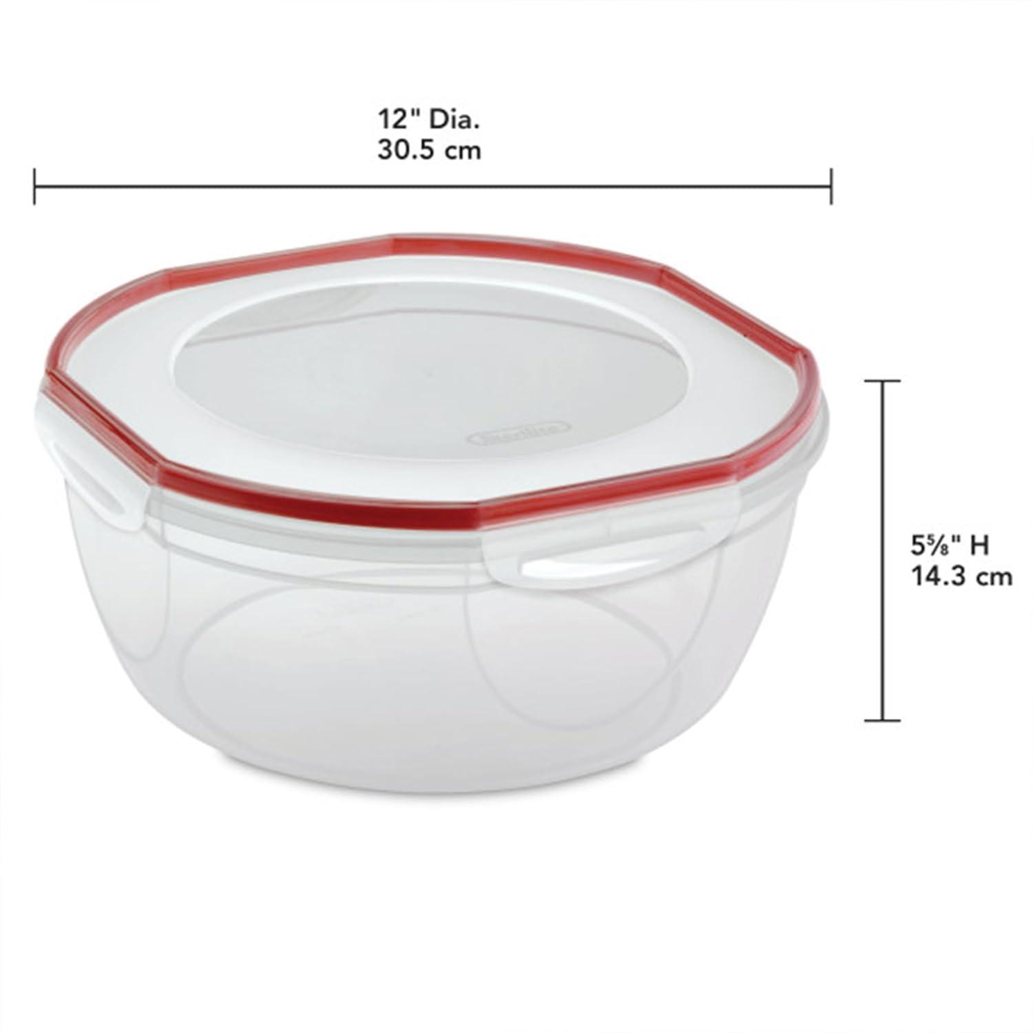imageSterilite UltraSeal 81 Qt Bowl Large Airtight Food Storage Container Latching Lid Microwave and Dishwasher Safe Clear With Red Gasket 2Pack81 Quart