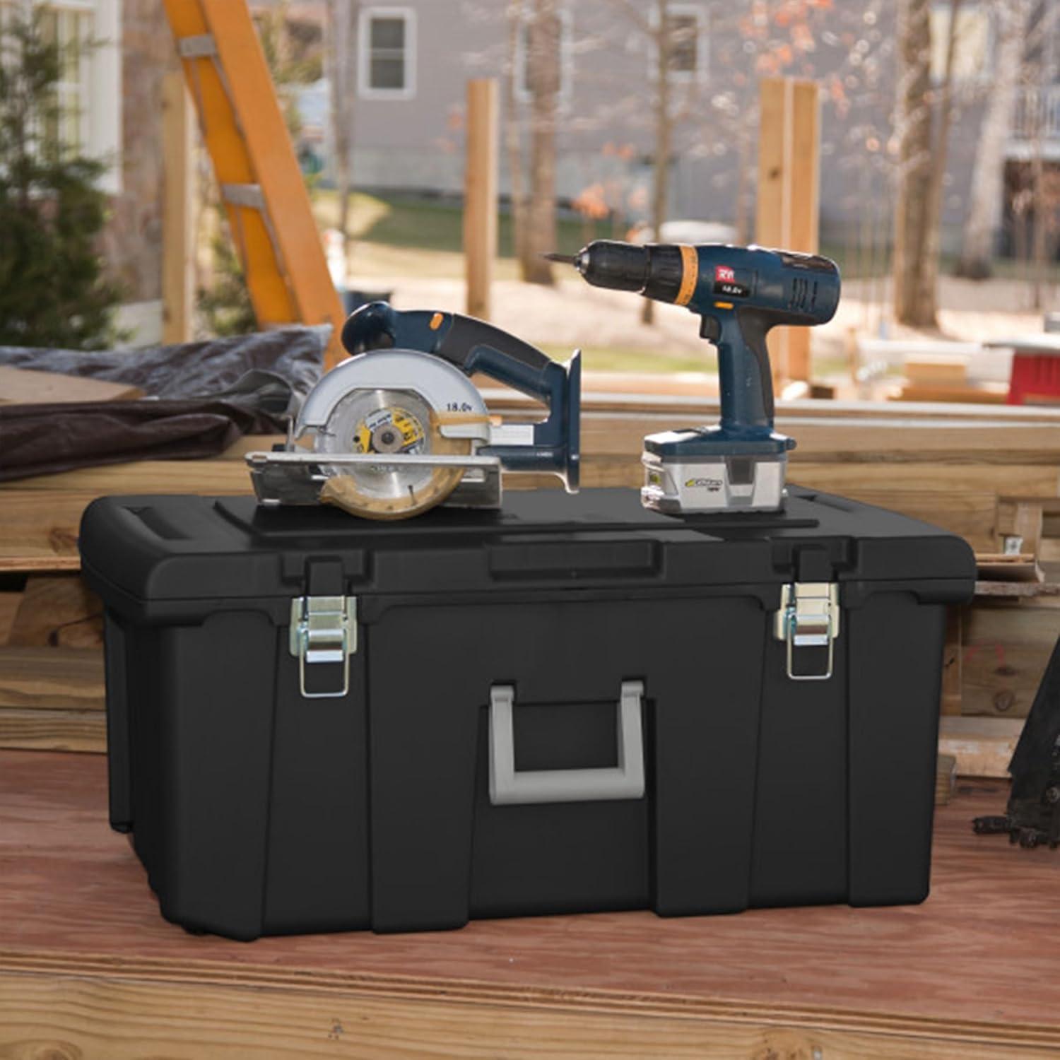 imageSterilite Wheeled Footlocker Lockable Plastic Utility Storage Container BlackBlack
