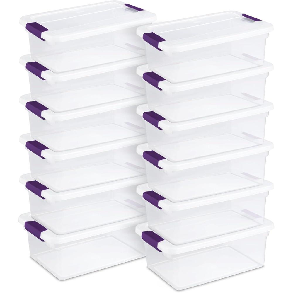 imageSTERILITE 15 Qt ClearView Latch Storage Box Stackable Bin with Latching Lid Plastic Container to Organize Shoes in Closet Clear Base Lid Pack of 1215 Quart