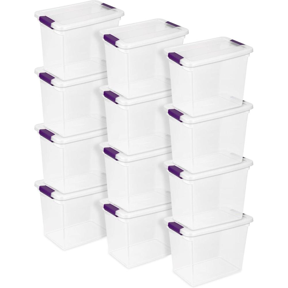 imageSTERILITE 15 Qt ClearView Latch Storage Box Stackable Bin with Latching Lid Plastic Container to Organize Shoes in Closet Clear Base Lid Pack of 1227 Quart