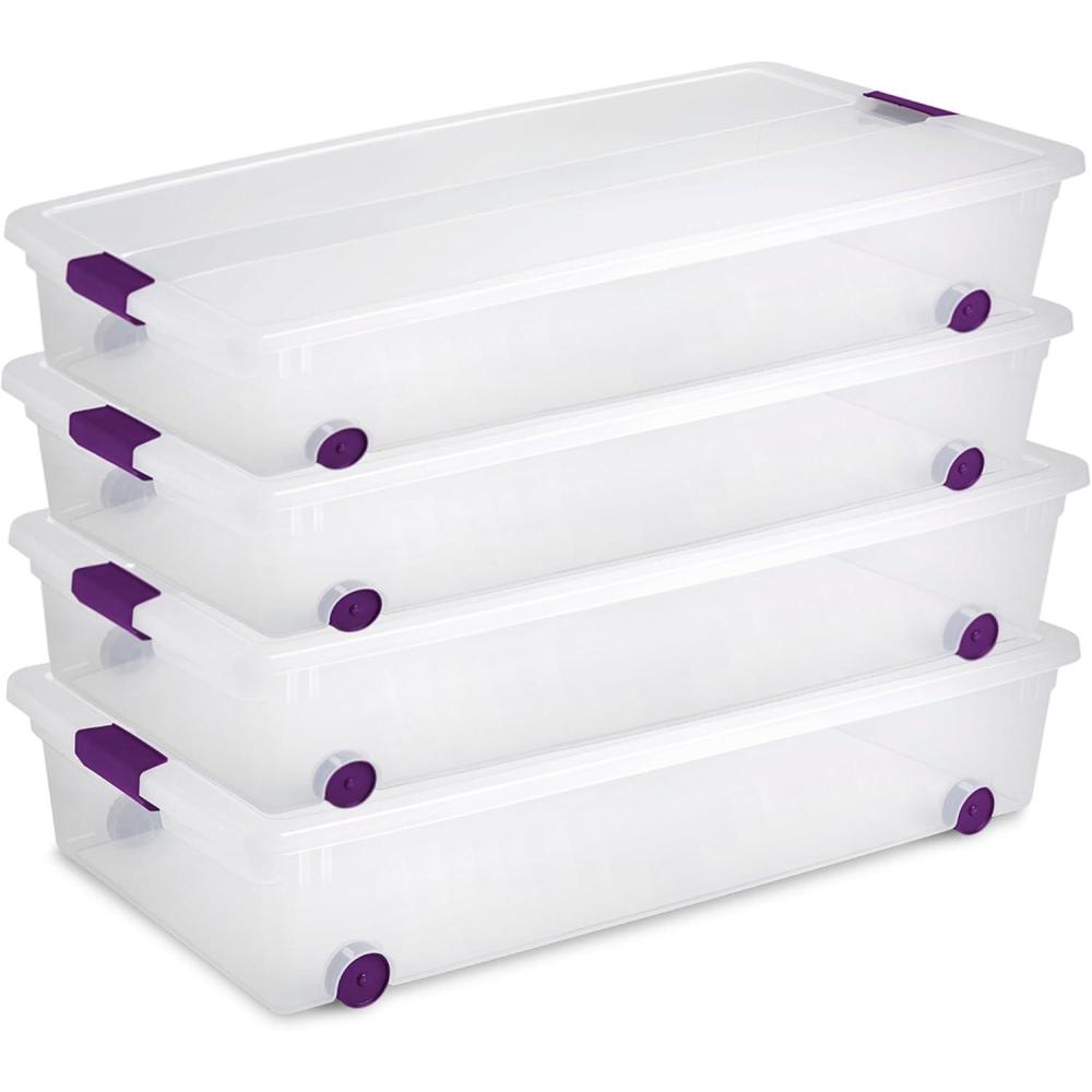 imageSTERILITE 15 Qt ClearView Latch Storage Box Stackable Bin with Latching Lid Plastic Container to Organize Shoes in Closet Clear Base Lid Pack of 1260 Quart