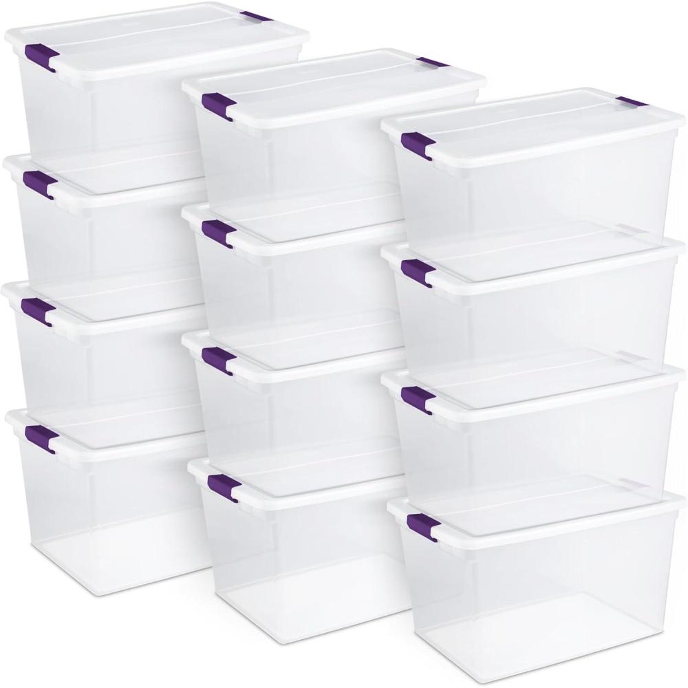 imageSTERILITE 15 Qt ClearView Latch Storage Box Stackable Bin with Latching Lid Plastic Container to Organize Shoes in Closet Clear Base Lid Pack of 1266 Quart