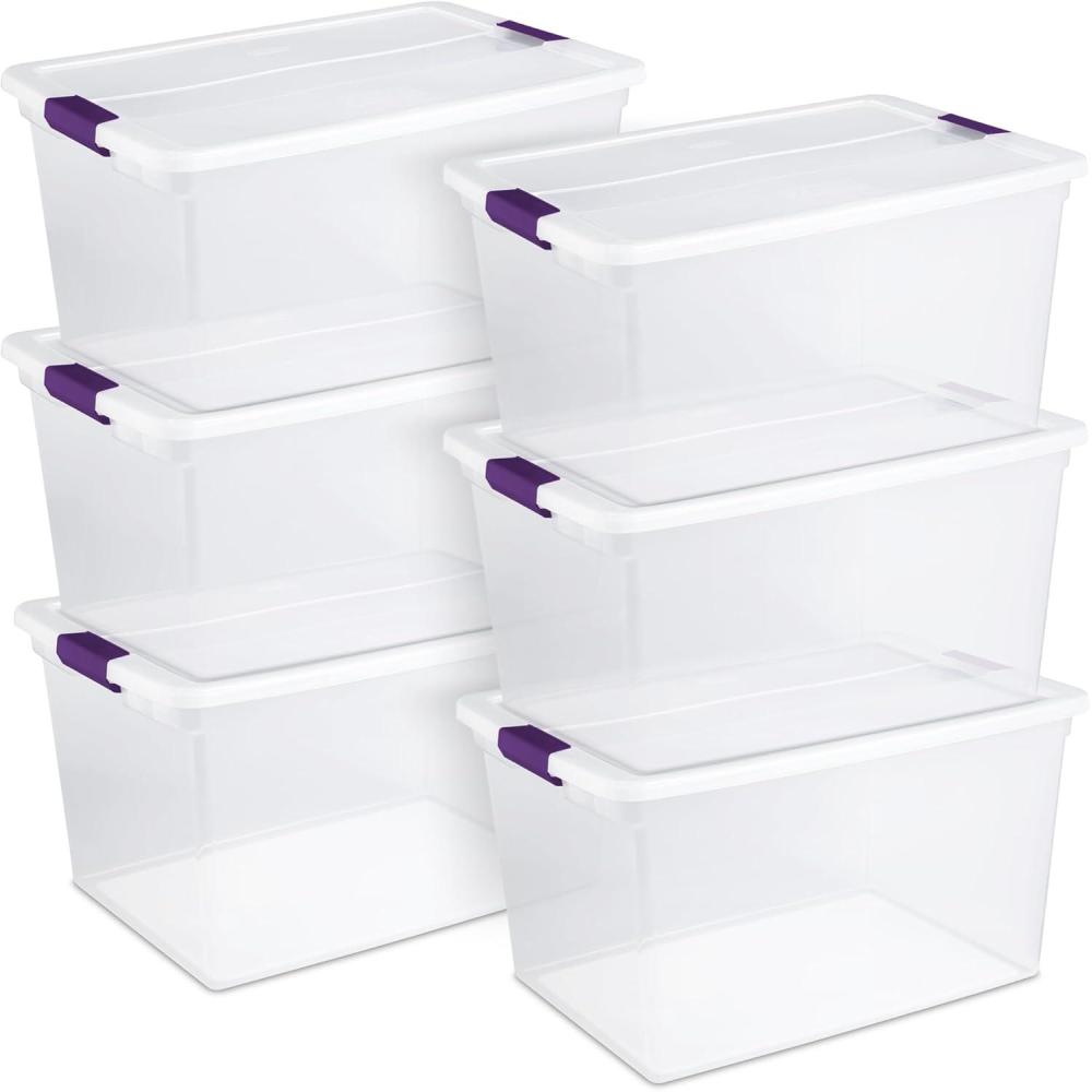 imageSTERILITE 15 Qt ClearView Latch Storage Box Stackable Bin with Latching Lid Plastic Container to Organize Shoes in Closet Clear Base Lid Pack of 1266 Quart Pack of 6