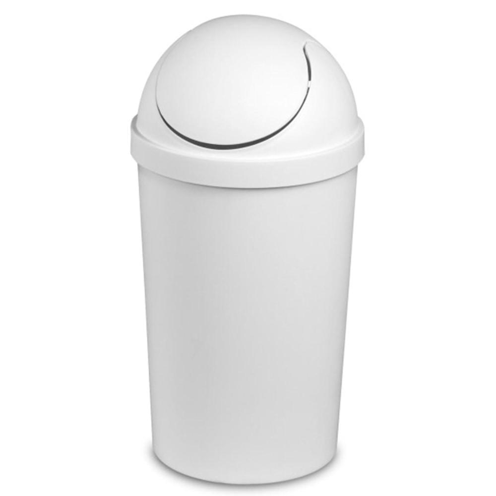 imageSterilite 10838006 3 Gallon Round Swing Top Plastic Wastebasket White 12 PackWhite