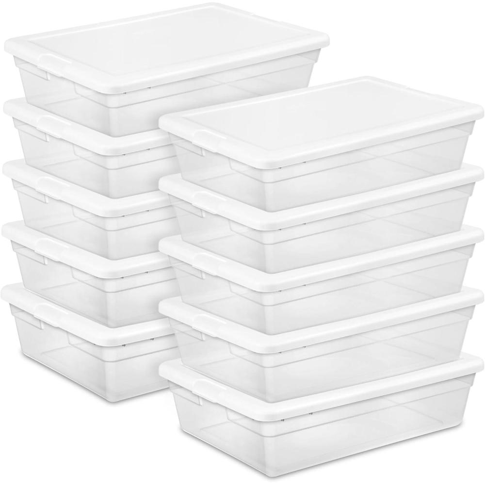 imageSterilite 12Pack 6 Quart Storage Box Stackable Clear Plastic Bins with SnapOn Lids  HeavyDuty Organizing Containers for Closet Bathroom and Office28 Quart