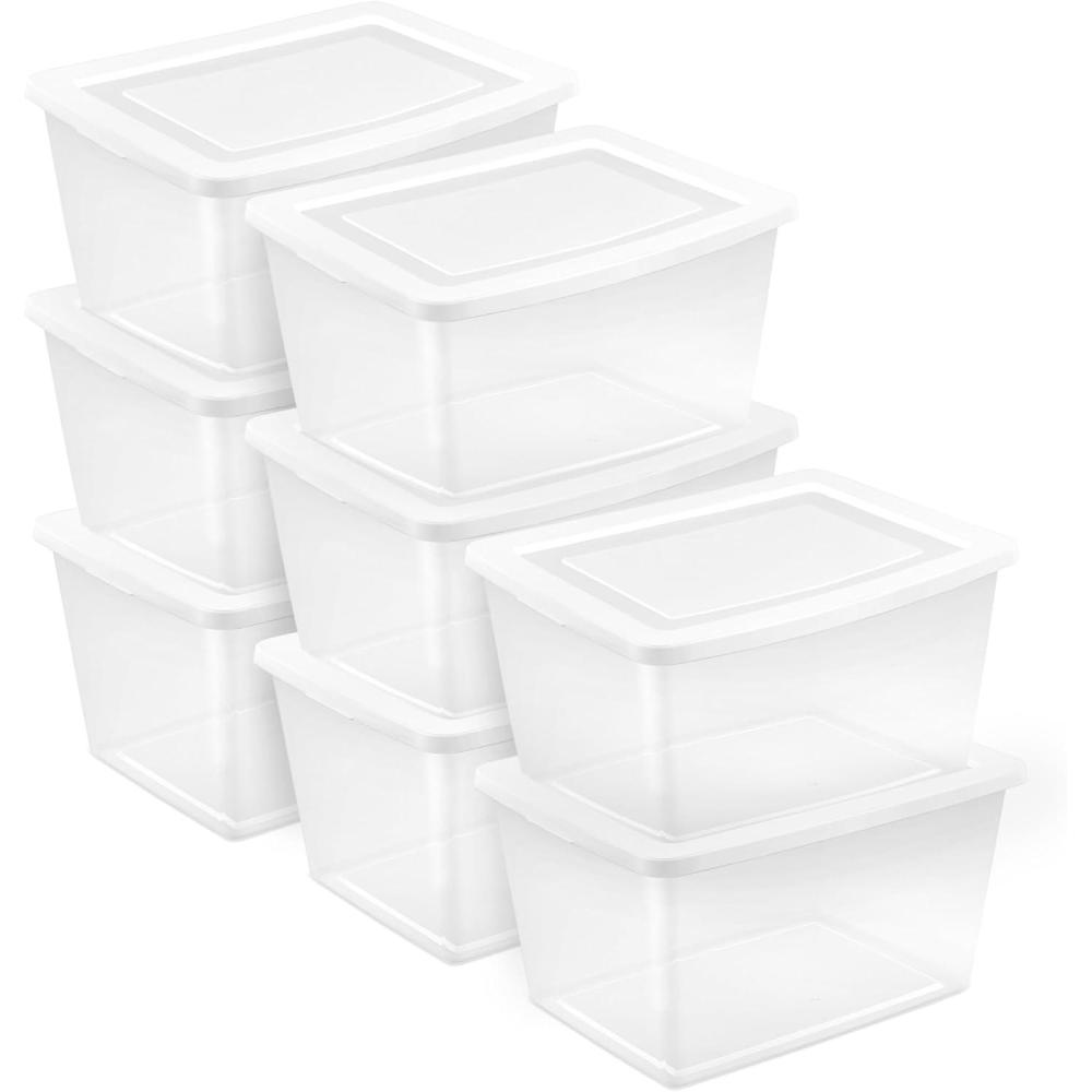 imageSterilite 12Pack 6 Quart Storage Box Stackable Clear Plastic Bins with SnapOn Lids  HeavyDuty Organizing Containers for Closet Bathroom and Office58 Quart