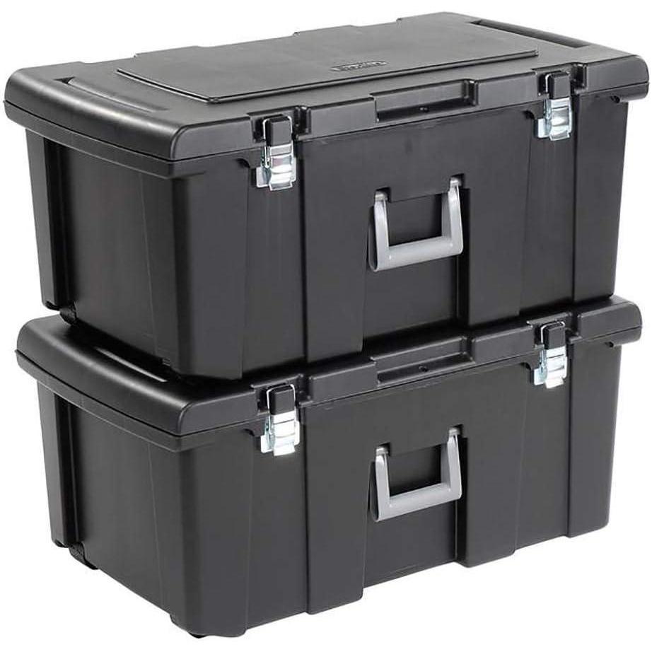 imageSterilite 18429002 Footlocker Lid and Base with Titanium Handle Black Pack of 2