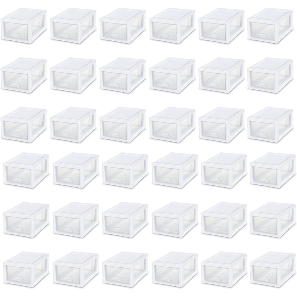 imageSterilite 20518006 Stackable Small Drawer White Frame amp SeeThrough 36 Pack