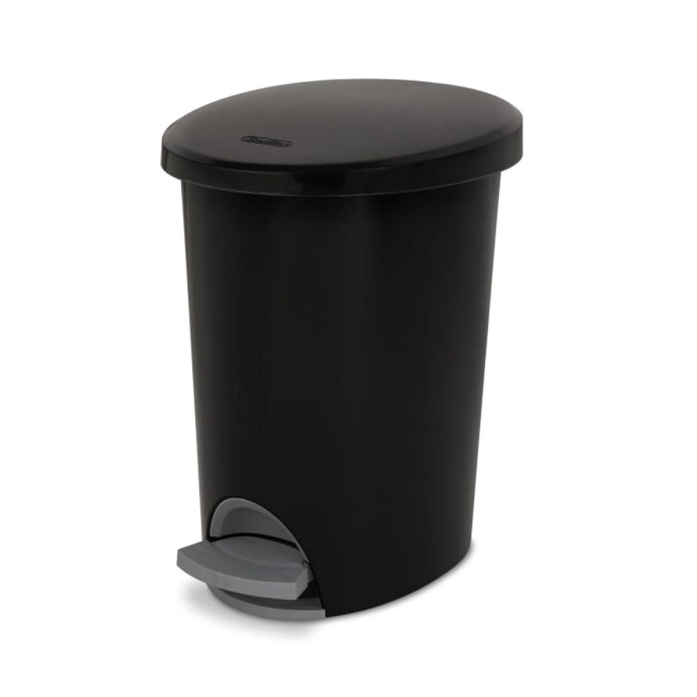 imageSterilite 26 Gallon Ultra StepOn Wastebasket w Lid Small Plastic Trash Can for the Bathroom Bedroom or Dorm Pedal and Liner Black 2PackBlack