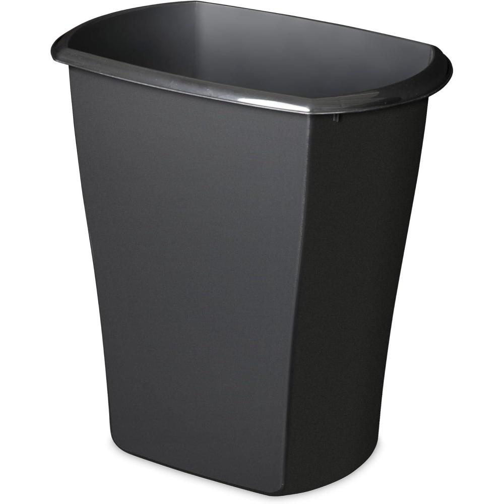 imageSterilite 3 Gallon Rectangular Wastebasket Small Plastic Trash Can for The Bathroom Bedroom Dorm Room or Home Office Black 6Pack