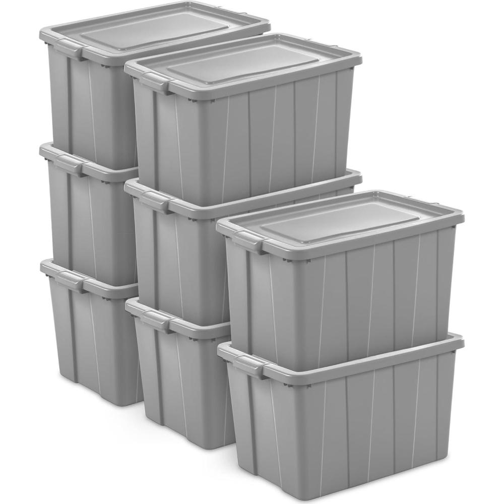 imageSterilite 4 Pack Tuff1 Storage Tote Stackable Plastic Bin with Lid 30 Gallon30 Gallon