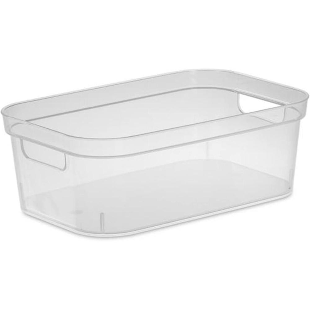 imageSterilite 425 x 8 x 1225 Inch Small Modern Storage Bin wComfortable Carry Through Handles amp Banded Rim for Household Organization Clear 24 PackClear