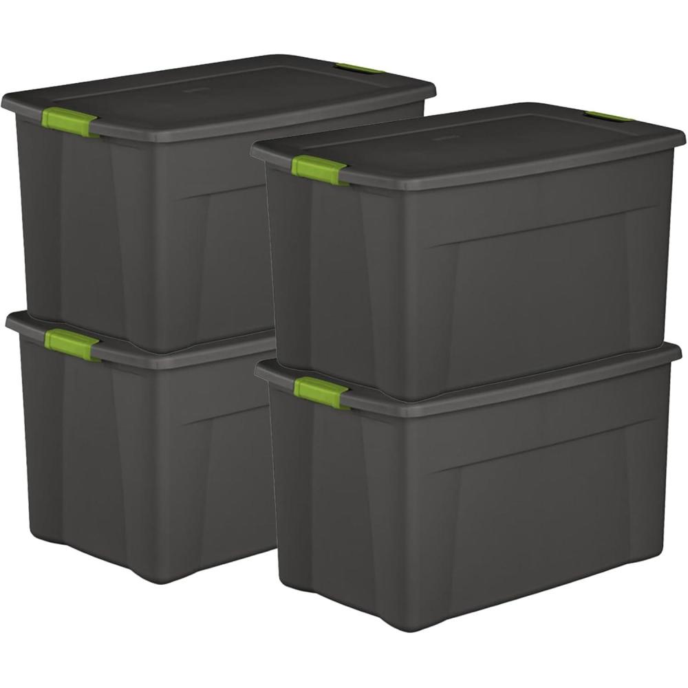 imageSterilite 4Pack Storage Bins with Lids Extra Large Tote Bin Containers 35 Gallon Gray35 Gallon