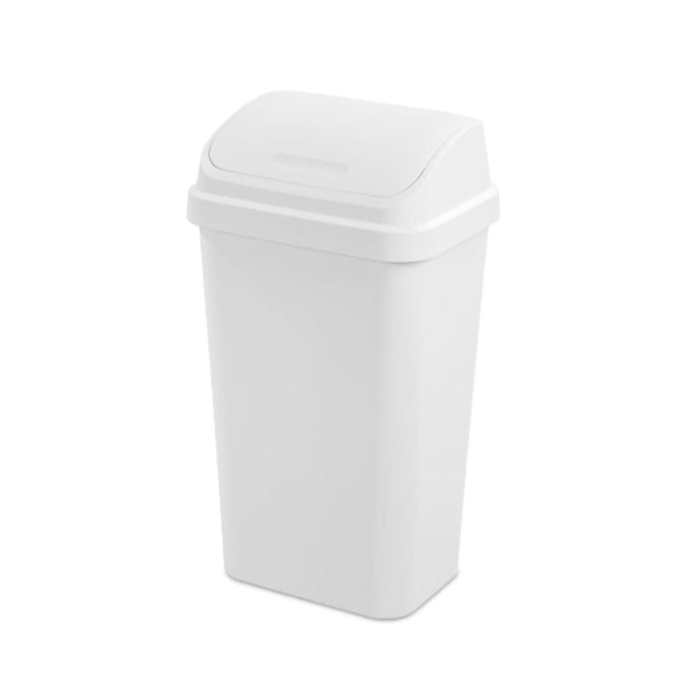 imageSterilite 4Pack Swing Top Wastebasket Sleek Square Profile Trash Can 13 Gallon Black Modern Garbage Bin for Kitchen Bathroom Garage and Workspace Fits 13 Gal LinersWhite