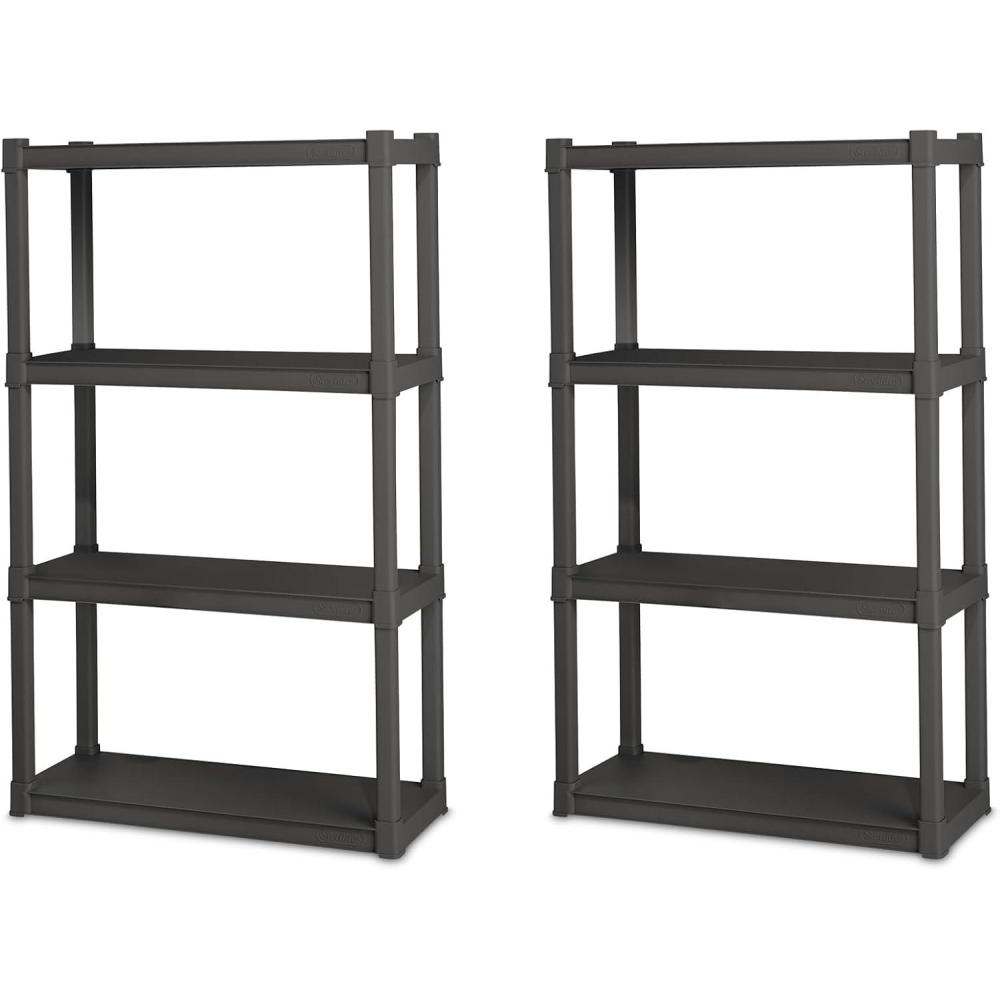 imageSterilite 5 Shelf Unit HeavyDuty Shelving Storage Rack for Home and Garage Gray Multipurpose Plastic Organizer Shelves for Smart Organization4 Shelf