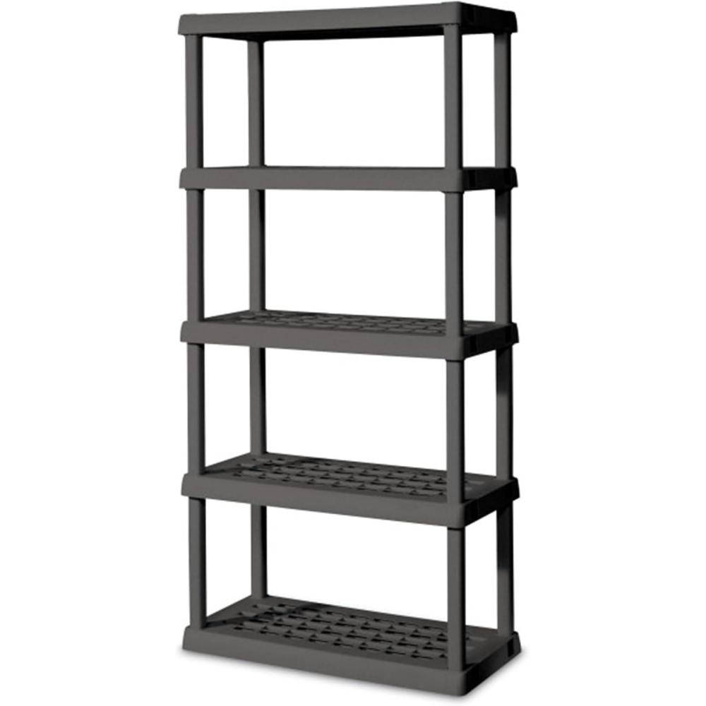 imageSterilite 5 Shelf Unit HeavyDuty Shelving Storage Rack for Home and Garage Gray Multipurpose Plastic Organizer Shelves for Smart Organization5 Shelf
