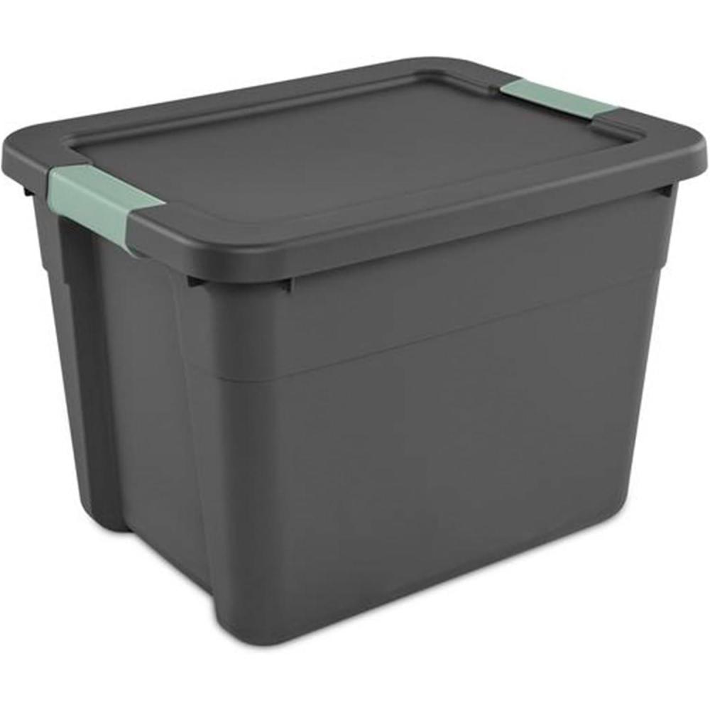 imageSterilite 6 Pack 20 Gallon Latch Tote Stackable Plastic Storage Bin Container GrayGreen24