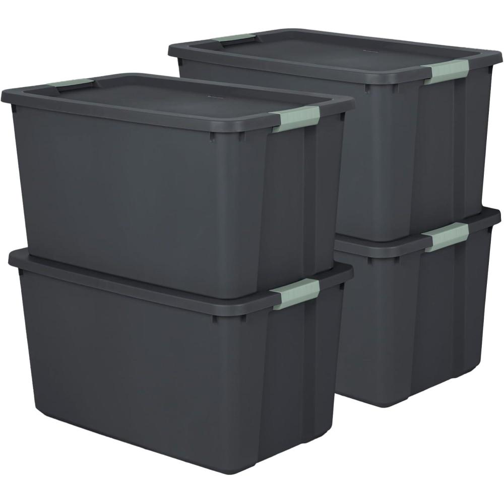 imageSterilite 6 Pack 20 Gallon Latch Tote Stackable Plastic Storage Bin Container GrayGreen4